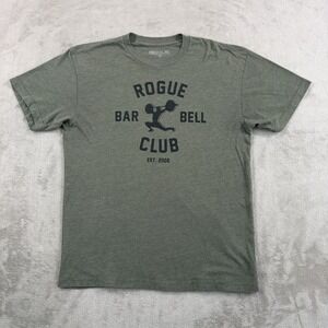 Rogue Fitness Bar Bell Club T Shirt Heather Green Men Medium Weightlifting USA